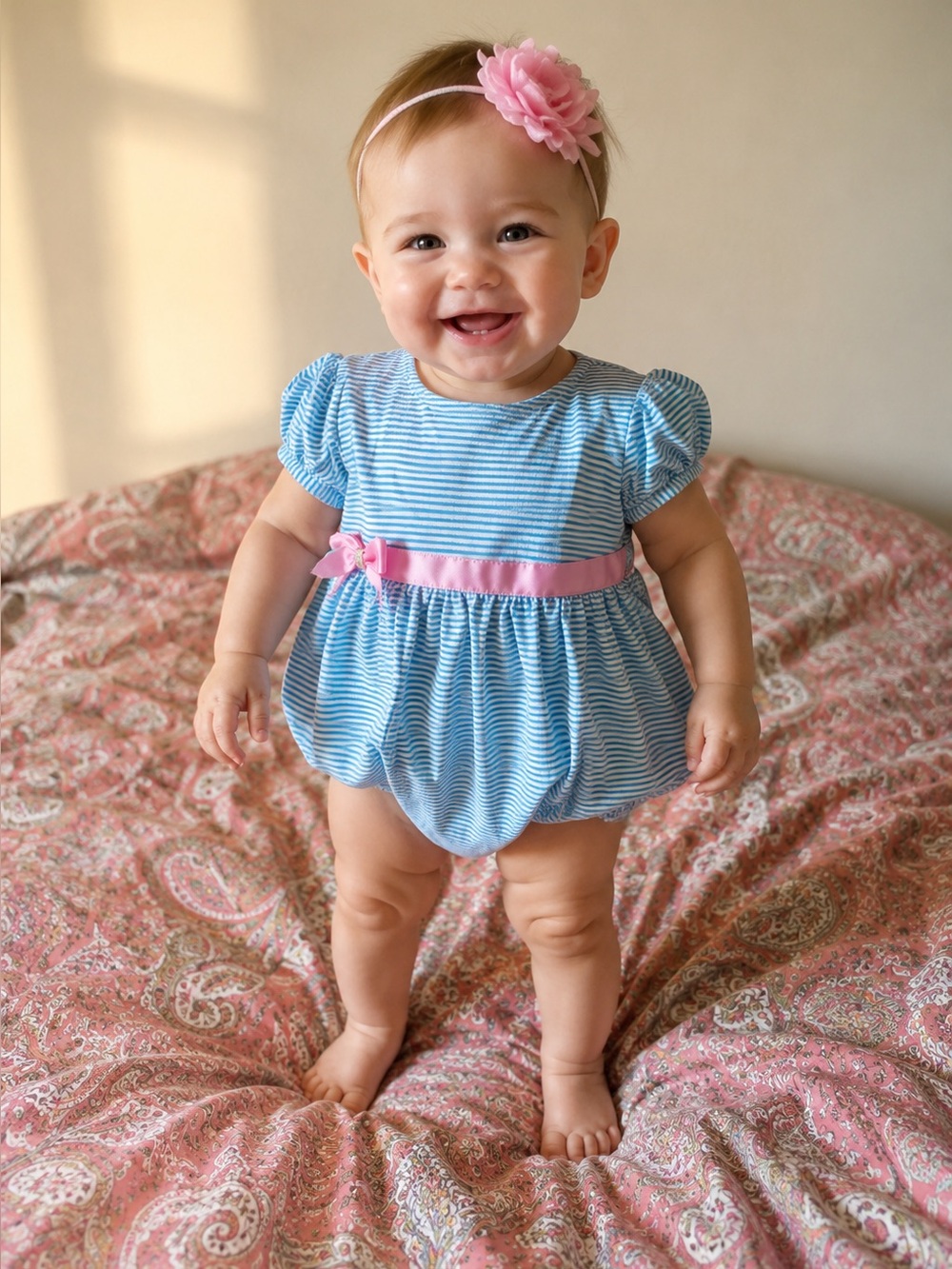 Polo Ralph Lauren baby girls' striped cotton romper